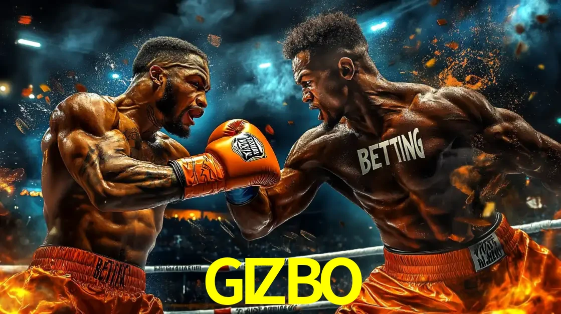 Dois boxeadores em uma luta intensa e explosiva, representando a adrenalina e as oportunidades de apostas em esportes de combate disponíveis na plataforma GIZBO.